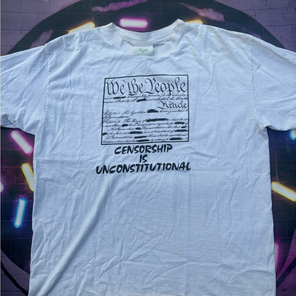 Vintage 90's Censorship is unconstitutional Size XL Made in USA Single Stitch
